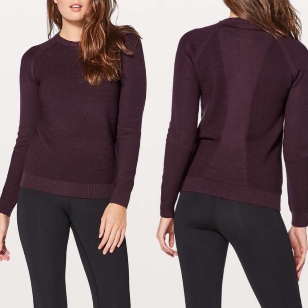 Lululemon 100% Merino Wool Simply Wool Sweater Black Cherry Purple 2